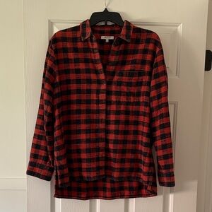 Madewell Red and Black Checkered Button Down Shirt